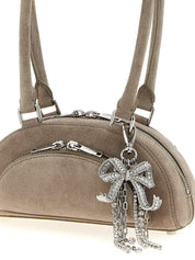 Gray Lamb Leather Shoulder Bag