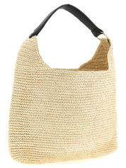 Beige Raffia Shoulder Bag