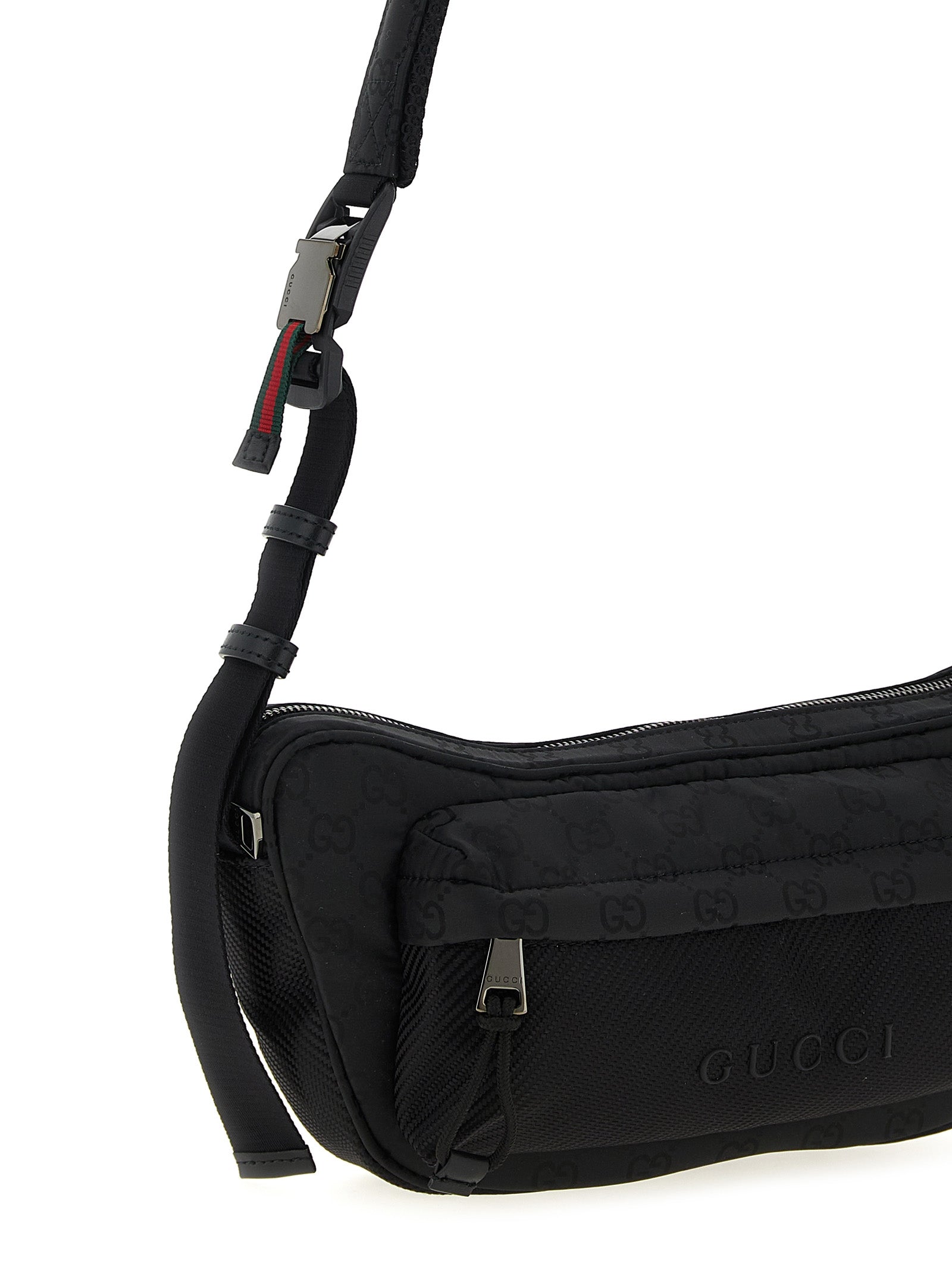 Black Polyester Crossbody Bag