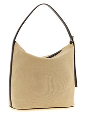 Beige Cotton Shoulder Bag