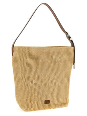 Beige Cowhide Shoulder Bag