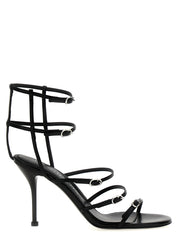 Alexander McQueen Black Lambskin Stiletto Heel Sandals