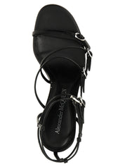 Alexander McQueen Black Lambskin Stiletto Heel Sandals