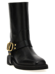 Valentino Garavani Black Calfskin Ankle Boots