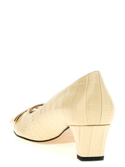Valentino Garavani White Calfskin Mid Heel Pumps