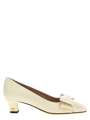 Valentino Garavani White Goatskin Mid Heel Pumps