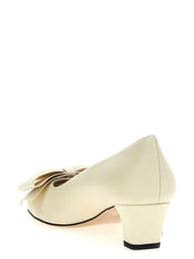 Valentino Garavani White Goatskin Mid Heel Pumps