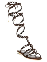 Brown Goatskin Flat Sandals