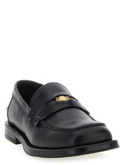 Black Velvet Leather Slip-On Loafers