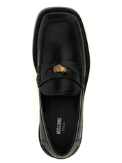 Black Velvet Leather Slip-On Loafers