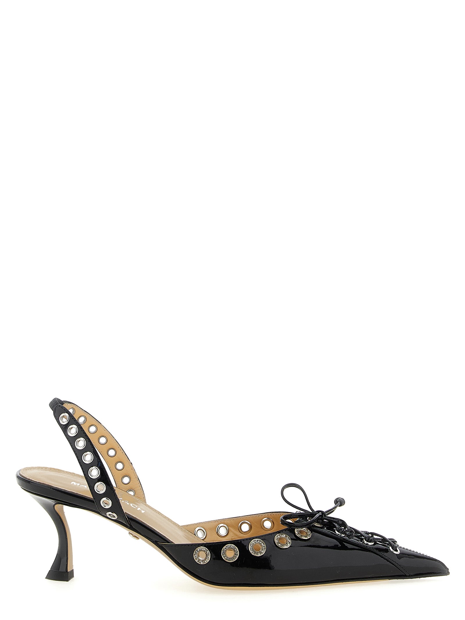 Black Calfskin Mid Heel Pumps