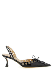 Black Calfskin Mid Heel Pumps