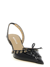 Black Calfskin Mid Heel Pumps