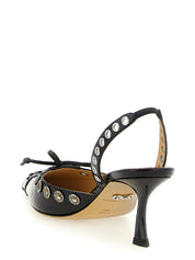 Black Calfskin Mid Heel Pumps
