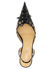Black Calfskin Mid Heel Pumps