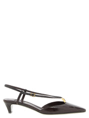 Fendi Brown Lamb Leather Mid Heel Pumps
