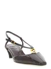 Fendi Brown Lamb Leather Mid Heel Pumps