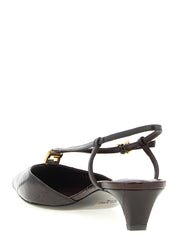 Fendi Brown Lamb Leather Mid Heel Pumps