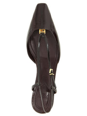 Fendi Brown Lamb Leather Mid Heel Pumps