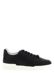 Black Leather Low Top Sneakers