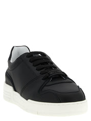 Black Leather Low Top Sneakers