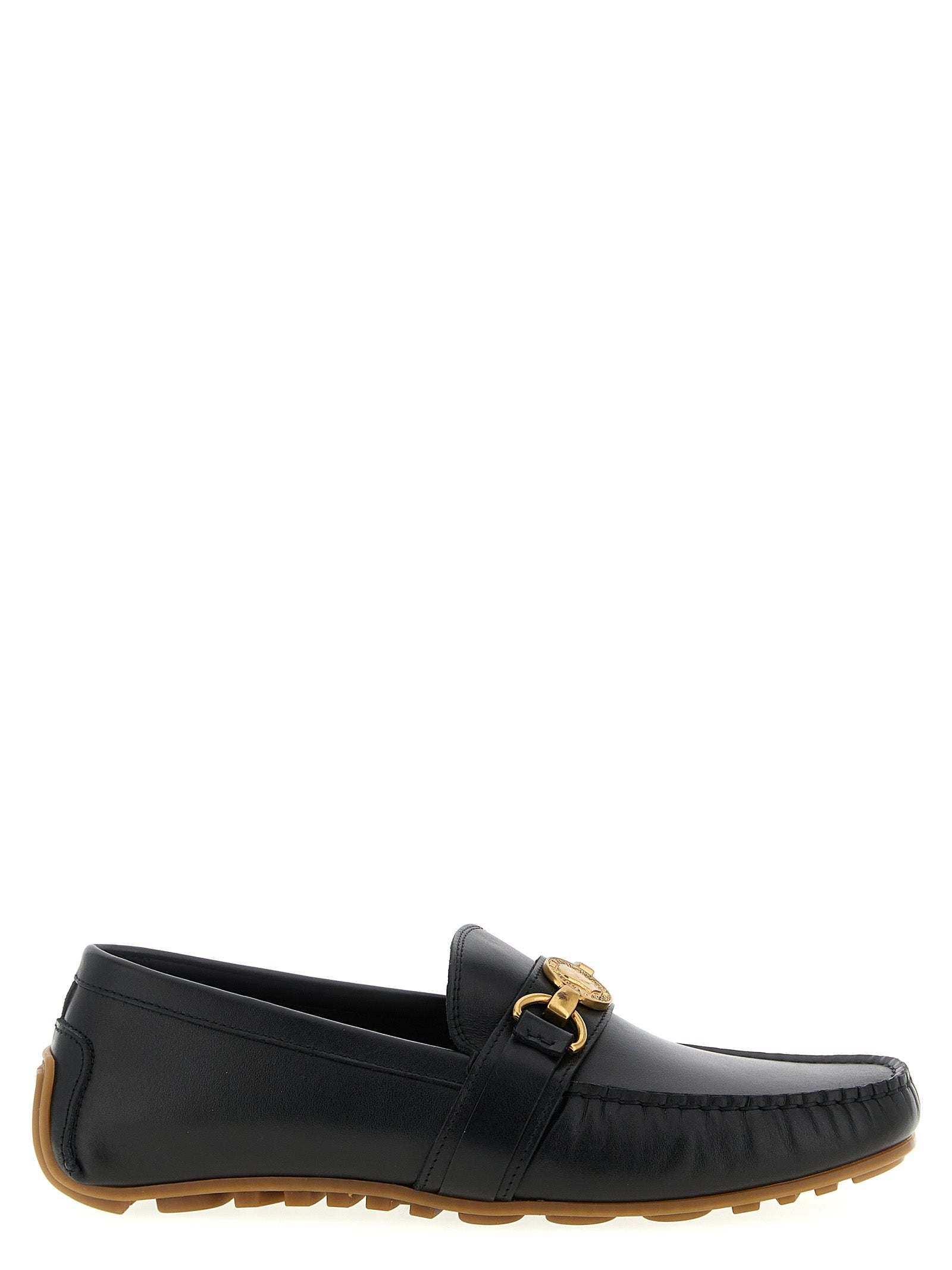 Moschino Black Leather Slip-On Loafers