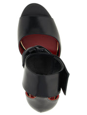Black Calfskin Stiletto Heel Sandals