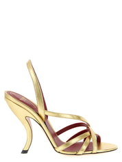 Gold Lambskin Stiletto Heel Sandals