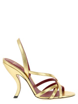 Gold Lambskin Stiletto Heel Sandals