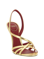 Gold Lambskin Stiletto Heel Sandals