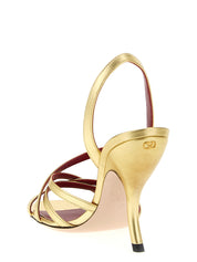 Gold Lambskin Stiletto Heel Sandals