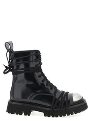 Moschino Black Calfskin Lace-Up Boots