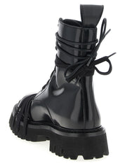 Moschino Black Calfskin Lace-Up Boots