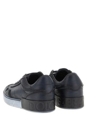 Black Lamb Leather Low Top Sneakers