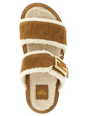 Beige Calfskin Slides
