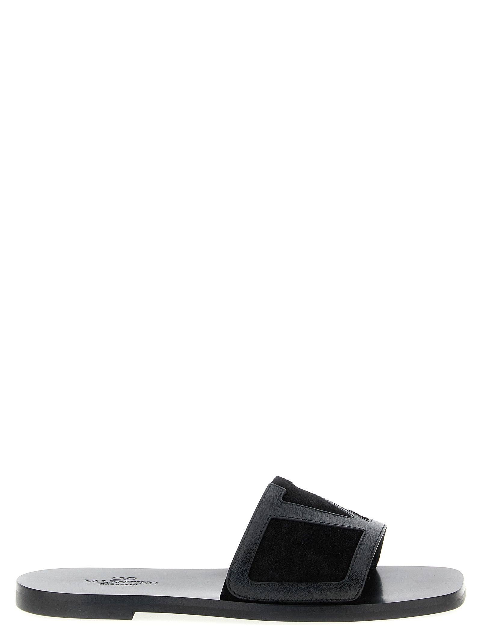 Valentino Garavani Black Calfskin Slides