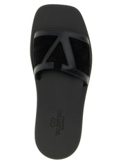 Valentino Garavani Black Calfskin Slides