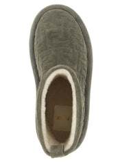 Fendi Gray Calfskin Ankle Boots