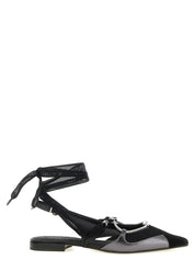 PINKO Black Leather Ballet Flats