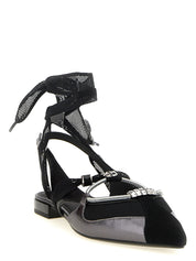 PINKO Black Leather Ballet Flats