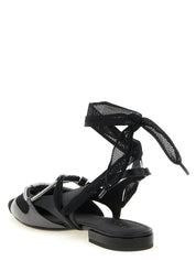 PINKO Black Leather Ballet Flats