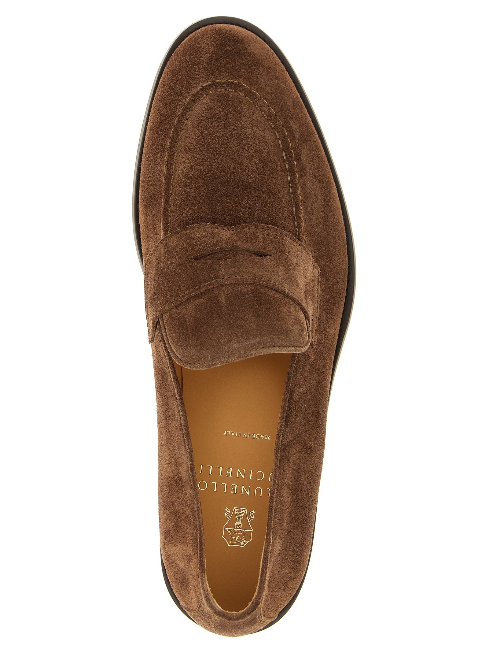 Brunello Cucinelli Brown Calfskin Slip-On Loafers