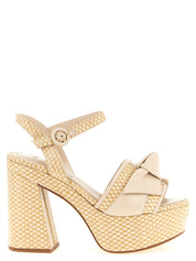 Beige Cowhide Stiletto Heel Sandals