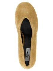 Beige Calfskin Mid Heel Pumps