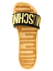 Black Calfskin Slides