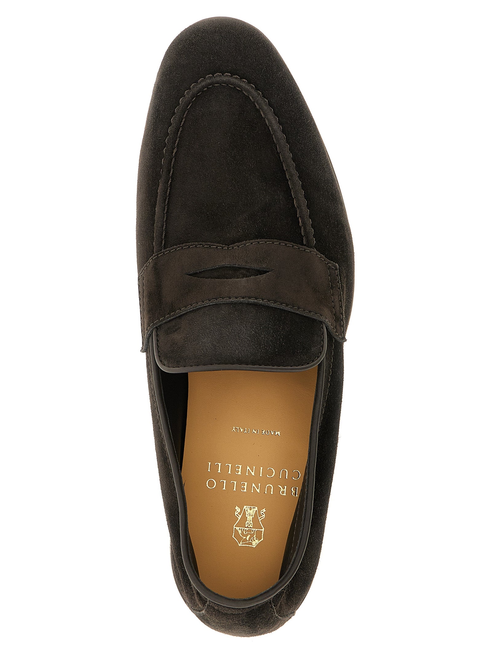 Brunello Cucinelli Brown Calfskin Slip-On Loafers