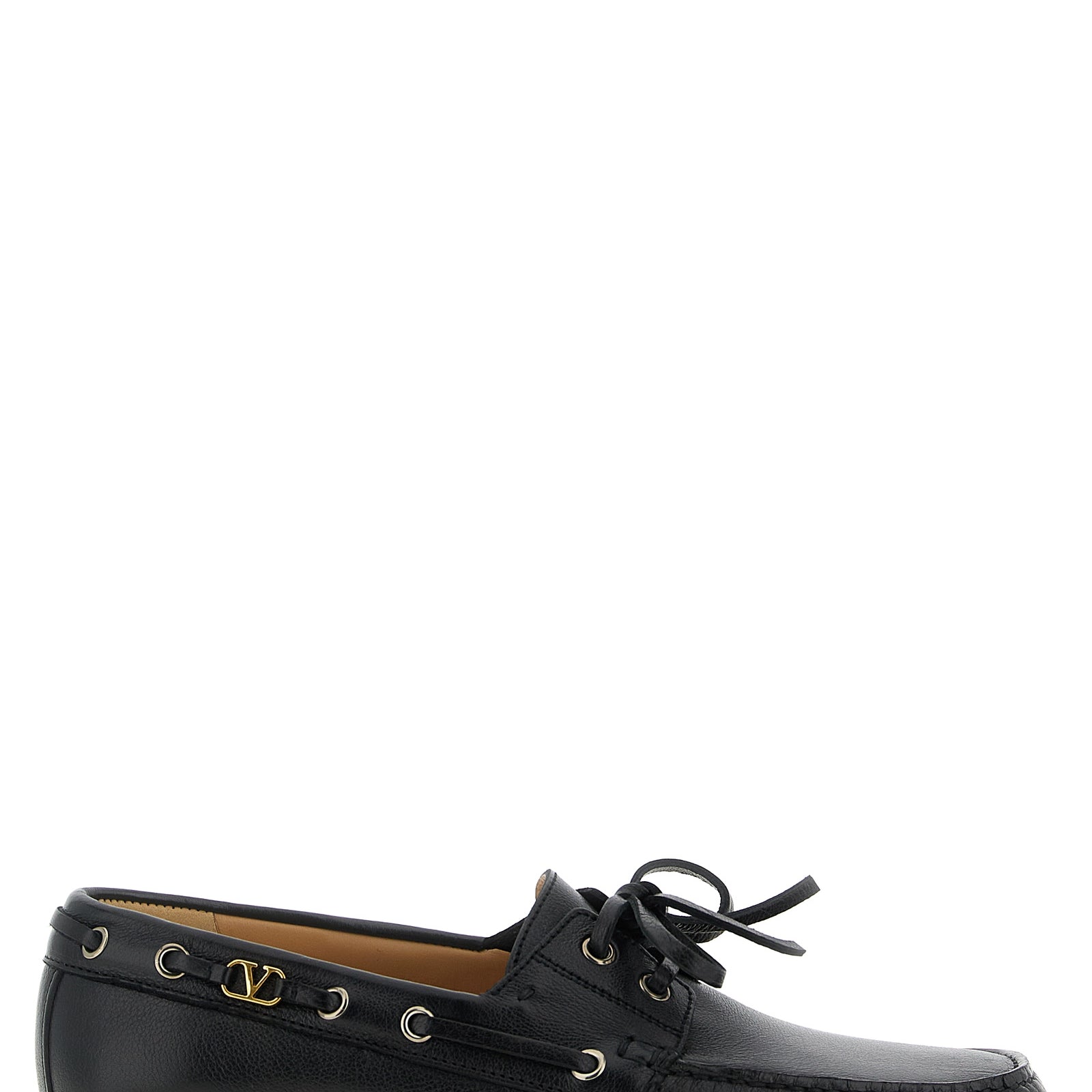 Valentino Garavani Black Buffalo Leather Slip-On Loafers Valentino Garavani