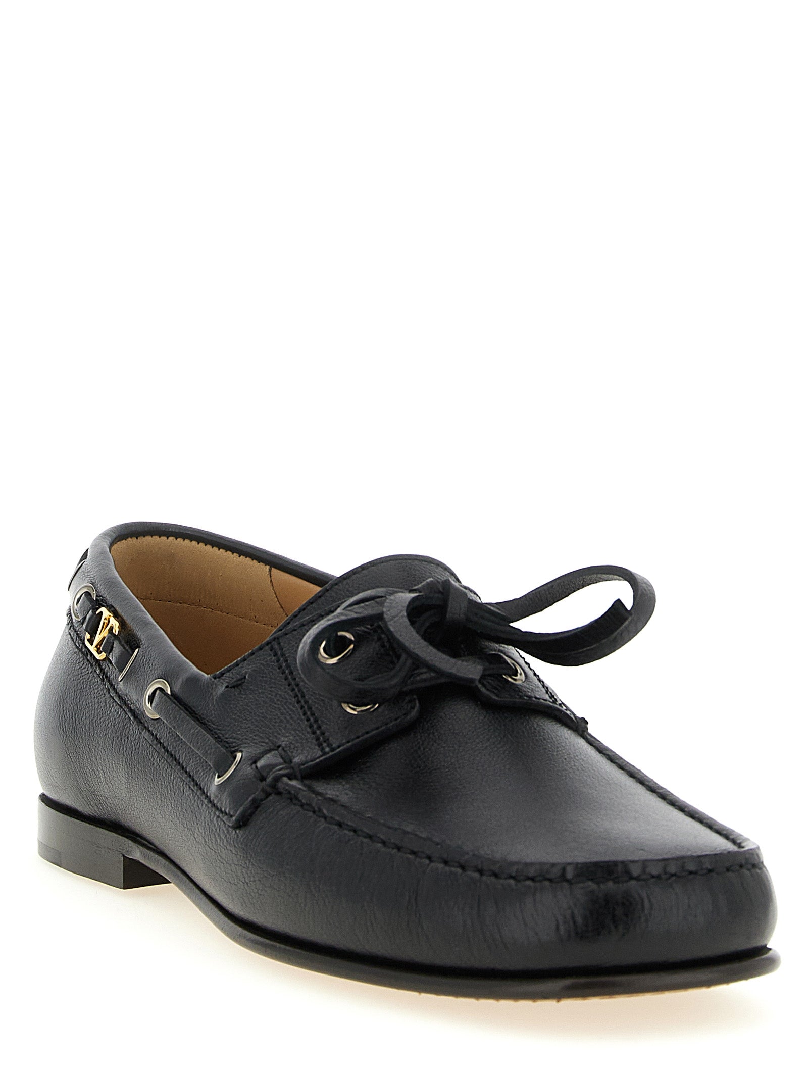 Black Buffalo Leather Slip-On Loafers