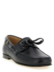 Black Buffalo Leather Slip-On Loafers