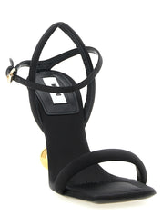 Moschino Black Viscose Stiletto Heel Sandals